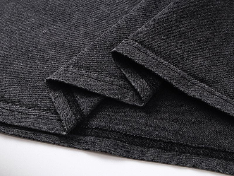 MIXED EMOTION Washed Black Distressed Graphic T-Shirt